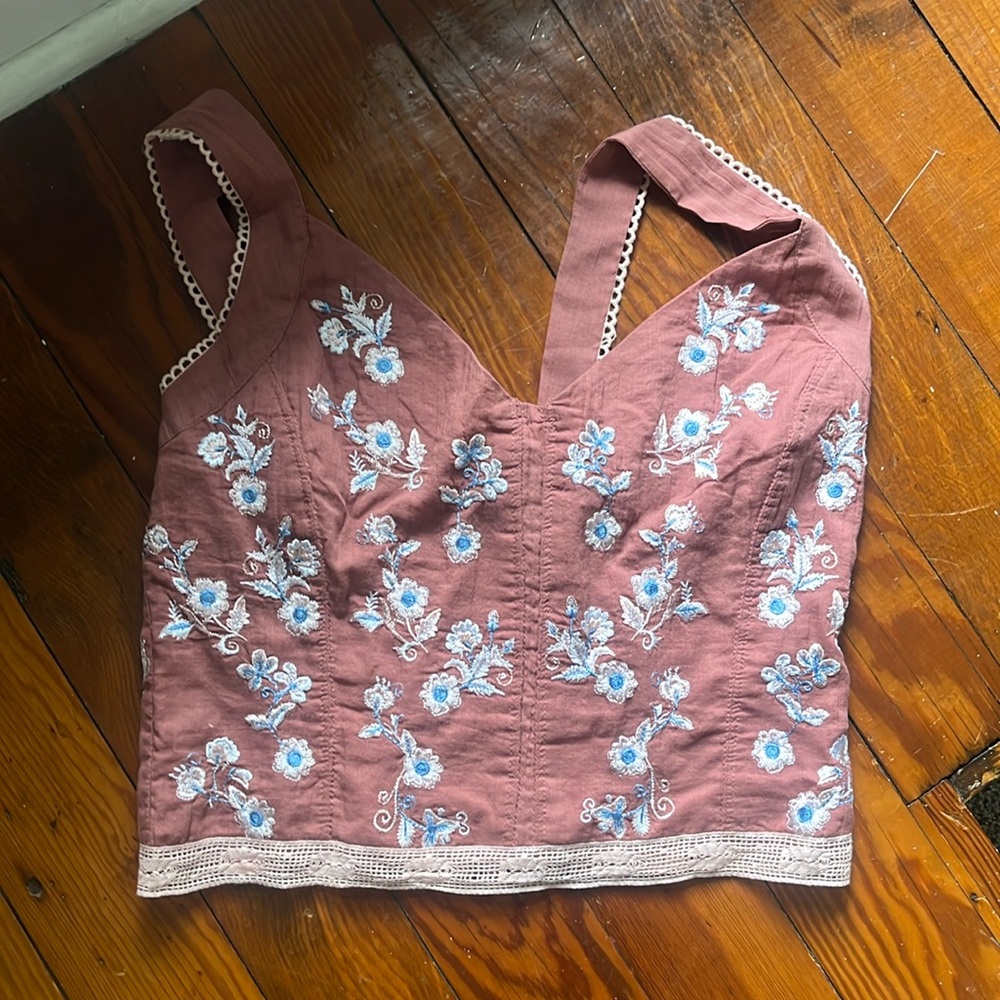 Free People Chasin' Spring Embroidered Cami in blush